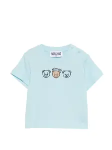 Футболка с изображением медведя Moschino Kids, синий