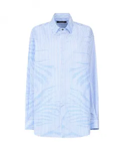 Полосатая рубашка с зебровым рисунком Roberto Cavalli, синий