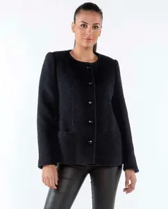 Женская жакет из букле с передними карманами Fsh, черный