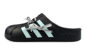 Сандалии ADILETTE CLOGS с закрытым носком, износостойкие, унисекс, черно-зеленые Adidas, Black Green