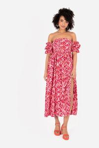 Платье Midaxi с вырезом бардо и разрезом на ноге Lovedrobe, розовый