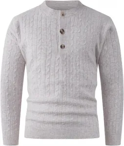 Мужской свитер с воротником-гольф, кабельной вязкой и свободным кроем