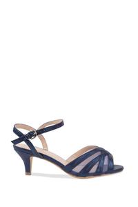 Сандалии на каблуке-рюмочке Shimmer ' Theresa' ШИРОКОГО КРОЯ с ремешком на щиколотке Paradox London, темно-синий