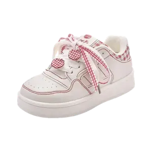 JimiXiong Женские скейтерские кроссовки бежево-красные, цвет Beige Red