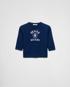 Кашемировый свитер с интарсией Prada, темно-синий