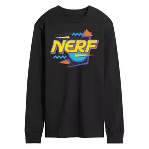Мужская футболка с длинным рукавом и графическим логотипом 90-х Nerf, черный