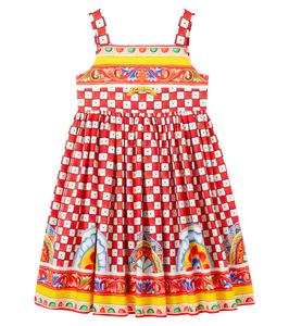Платье из клетчатого хлопка Taormina Dolce&Gabbana Kids, Carretto F.Rosso