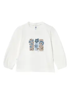 Комплект из топа и брюк с цветочным принтом Mayoral, белый