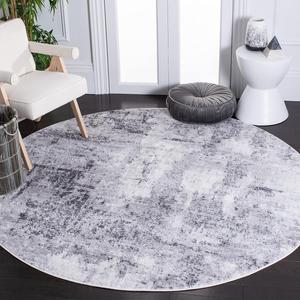 Ковер SAFAVIEH, 201 x 201 см, Amelia Collection Grey/Ivory ALA777F в современном абстрактном стиле, без ворса, для столовой, прихожей, гостиной, спальни