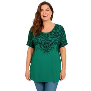 Женская туника с рукавом долман и принтом, plus size Catherines, Clover Green Damask