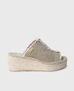 Женские эспадрильи на открытой танкетке из однотонной ткани Toni Pons, цвет Kaki