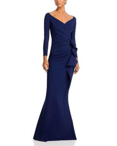 Платье Chiara Boni La Petite Robe Silveria с рюшами по бокам, синий