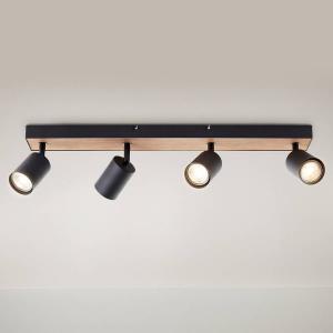 Светодиодный потолочный светильник Brilliant Jello Wood, железо / сосна - черный - количество языков пламени: 4