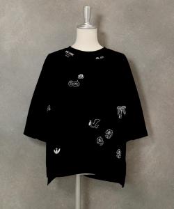 Пуловер с коротким рукавом и вышивкой