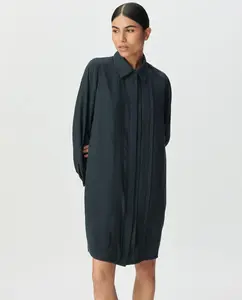 Платье-рубашка с двойным съемным воротником в виде украшения IKKS, темно-синий