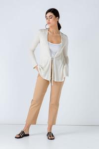 Цветной льняной кардиган с открытым передом Conquista, желтый