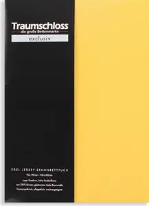 Простыня на резинке Exclusive Premium Jersey 140-160 x 200 см, золотая, 150 г/м², 100% расчесанный хлопок Мако Traumschloss