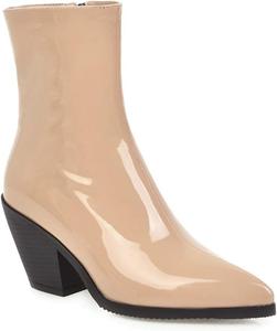 Женские ботильоны VOKLIN вестерн Челси с заостренным носком, боковой молнией и массивными высокими каблуками, Apricot-Velvet Lined