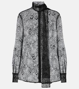 Блузка с цветочным кружевом и шарфом Valentino, Nero