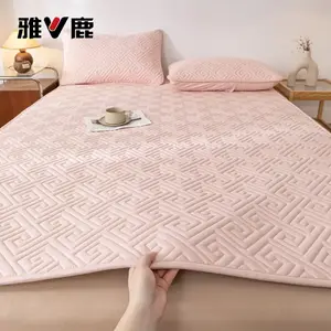 Yalu Наматрасник 120х200 см, стеганый, с противоскользящим дном, цвет Meteor - Red Bean Paste Powder