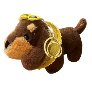 Свитер для таксы с аксессуарами - очки Polarized, колье и плюшевый брелок с куклой-ключницей, высота 15 см Jinnew, желтый