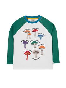 Frugi Футболка с длинными рукавами "Ace" бело-зеленого цвета