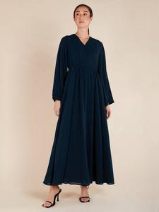 Макси-платье со складкой на талии Aab, синий