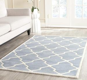 SAFAVIEH, 305 x 427 см, Ковер ручной работы Chatham Collection Blue/Ivory CHT735B из премиальной шерсти с узором trellis
