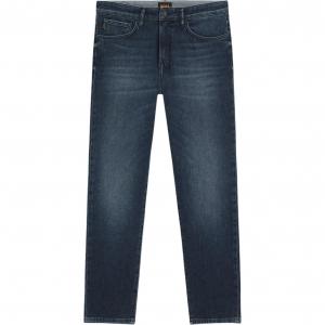 Джинсы с кожаными нашивками Hugo Boss, темный синий