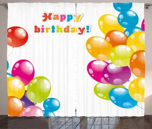 ABAKUHAUS Яркая деревенская штора, Праздник, Сюрприз, Радость, универсальная ленточная штора для гостиной с петлями и крючками, 280 x 245 см, разноцветная Abakuhaus