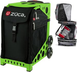 Спортивная сумка-вкладыш Zuca "Obsidian", зеленая рама, мигающие колеса и набор с чехлом для флаера