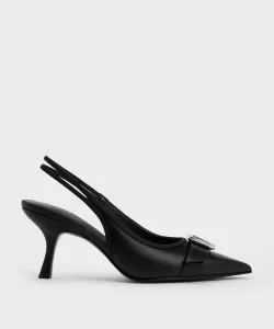 Туфли-лодочки с пряжкой и острым носком на каблуке Charles & Keith, цвет Black
