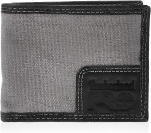 Timberland PRO мужской кожаный бумажник из холста с задним окошком для удостоверения, Charcoal