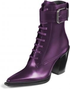 Женские ботильоны YDN с пряжкой, шнуровкой, массивным средним каблуком, заостренным носком и боковой молнией, обувь для вечеринок, выпускного и работы, размеры US 4-16, Purple