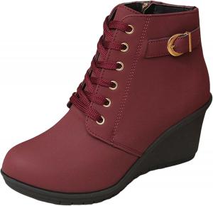 Женские ботильоны на толстой средней подошве, с шнуровкой, круглый носок, платформенные ботинки, однотонные, универсальные, удобные, армейские ботинки Generic, Ag Red