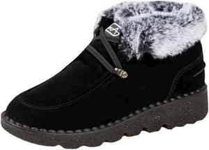 Женские модные короткие ботинки - большой размер, на шнуровке, теплые зимние ботинки - подходят для осени и зимы. SPKFHD, Black