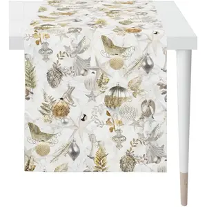Дорожка для стола 4707 CHRISTMAS GLAM, рождественский декор, Рождество цифровая печать Apelt, Weiß/goldfarben/silberfarben/natur