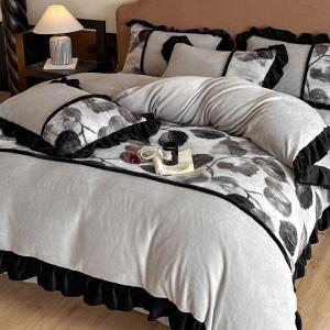 Fuanna Комплект постельного белья из 4 предметов (пододеяльник 220х240 см), французский пэчворк, цвет Maple Gray, вельвет