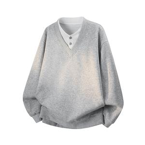 Свитшот Unisex V-образный вырез Moderate Mock Two Piece X1617, heather серый