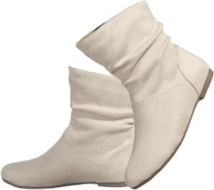 Женские ботинки DINTAHA с плоской подошвой и низким каблуком, свободные ботильоны на осень, Faux Suede-Beige