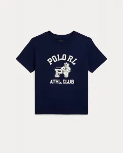 Унисекс джерси футболка с логотипом и медведем Polo Polo Ralph Lauren, темно-синий