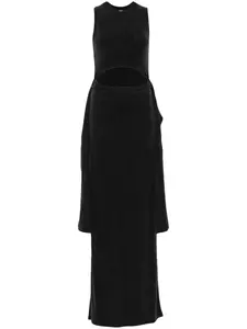 Платье макси в рубчик BALMAIN, черный