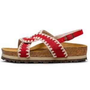 AU&MU Пляжные сандалии Women's Carmine, Pearl White, Black Knight Flower, Fendi Yellow