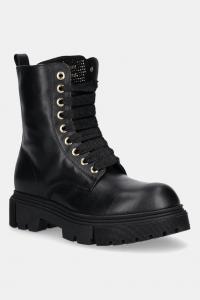 Детские кожаные рабочие ботинки Elisabetta Franchi, черный