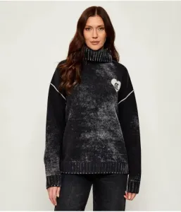 Водолазка из шерсти с принтом Reserve oversize fit Just Cavalli, черный