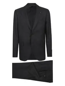 Костюм с цветочной брошью Lardini, черный