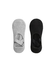 Oysho 2 Пары носков для йоги и пилатеса из хлопковой смеси с перекрестными ремешками, черного цвета