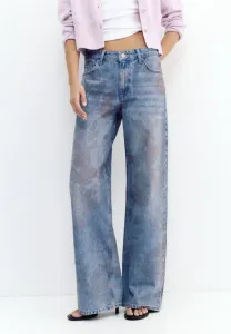 Свободные джинсы с цветочным принтом Pull&Bear, Blue Denim