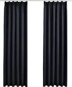 Плотные шторы с крючками, 2 шт., антрацит, 140x175 см vidaXL