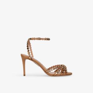 Босоножки кожаные Aquazzura на каблуке, коричневый